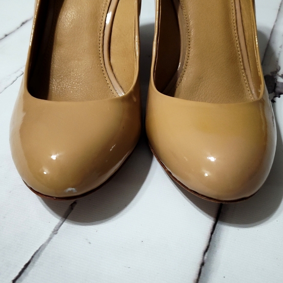 Coach Roni wedge patent leather heels pumps nude tan size 35 - Picture 4 of 6
